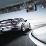 2011 Silver Porsche 911 GT2 RS wallpaper Rear angle view