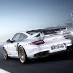 2011 white Porsche 911 GT2 RS wallpaper Rear view