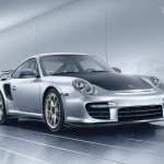 2011 Silver Porsche 911 GT2 RS wallpaper Front angle view