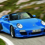 2010 blue Porsche 911 Speedster Front angle view