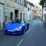 2010 blue Porsche 911 Speedster Front angle view