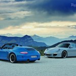 2010 blue Porsche 911 Speedster Rear angle view