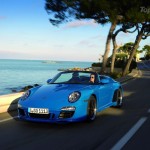 2010 blue Porsche 911 Speedster Front angle view
