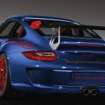 2010 Aqua Blue Metallic Guards Red Porsche 911 GT3 RS wallpaper Rear angle view