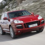 Red Porsche Cayenne GTS 2008 1600x1200 wallpaper Front angle view