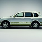 Classic Silver Metallic Porsche Cayenne Hybrid 2008 1600x1200 wallpaper Side view