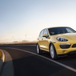 Yellow Porsche Cayenne S 2011 3000x1560 wallpaper Front angle view