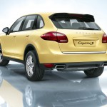 Yellow Porsche Cayenne S 2011 3000x1560 wallpaper Rear angle view