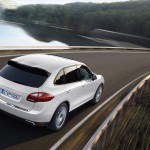 Sand White Porsche Cayenne S Hybrid 2011 3000x1560 wallpaper Rear angle view