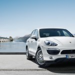 Sand White Porsche Cayenne S Hybrid 2011 3000x1560 wallpaper Front angle view
