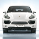 Sand White Porsche Cayenne S Hybrid 2011 3000x1560 wallpaper Front view