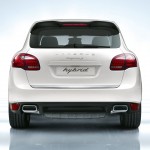 Sand White Porsche Cayenne S Hybrid 2011 3000x1560 wallpaper Rear view