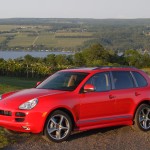 Red Porsche Cayenne S Titanium 2006 1600x1200 wallpaper Side angle view