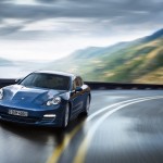 Aqua Blue Metallic Porsche Panamera 4S 2011 wallpaper Front angle view