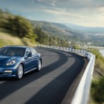 Aqua Blue Metallic Porsche Panamera 4S 2011 wallpaper Front angle view