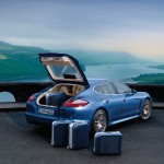 Aqua Blue Metallic Porsche Panamera 4S 2011 wallpaper Rear angle view