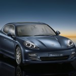 Aqua Blue Metallic Porsche Panamera 4S 2011 wallpaper Front angle view