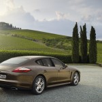 Cognac Metallic Porsche Panamera 4 2011 wallpaper Rear angle view