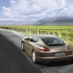 Cognac Metallic Porsche Panamera 4 2011 wallpaper Rear angle view