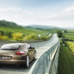 Cognac Metallic Porsche Panamera 4 2011 wallpaper Rear angle view