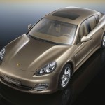 Cognac Metallic Porsche Panamera 4 2011 wallpaper Front angle top view