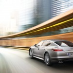 GT Silver Metallic Porsche Panamera Turbo 2011 wallpaper Rear angle view