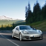 GT Silver Metallic Porsche Panamera Turbo 2011 wallpaper Front angle view