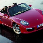2008 Red Porsche Boxster wallpaper Side angle front view
