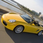 2008 yellow Porsche Boxster wallpaper Side angle view