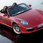 2009 Guards Red Porsche Boxster S wallpaper Front angle Top view