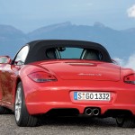 2009 Guards Red Porsche Boxster S wallpaper Rear view Roof on
