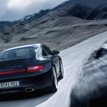 2011 Black Porsche 911 Carrera 4 Wallpaper Rear angle view