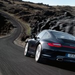 2011 Black Porsche 911 Carrera 4 Wallpaper Rear angle view