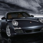 2011 Black Porsche 911 Carrera 4 Wallpaper Front angle view
