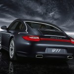 2011 Black Porsche 911 Carrera 4 Wallpaper Rear angle view