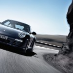 2011 Black Porsche 911 Carrera 4 Wallpaper Front angle view