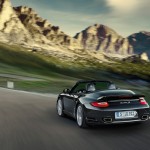 2011 Black Porsche 911 Turbo S Cabriolet Wallpaper Rear angle view