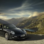 2011 Black Porsche 911 Turbo S Cabriolet Wallpaper Front angle side view