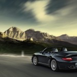 2011 Black Porsche 911 Turbo S Cabriolet Wallpaper Rear angle side view
