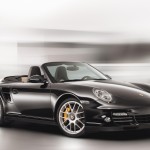 2011 Black Porsche 911 Turbo S Cabriolet Wallpaper Front angle side view