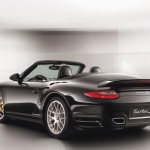 2011 Black Porsche 911 Turbo S Cabriolet Wallpaper Rear angle side view