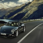2011 Black Porsche 911 Turbo S Cabriolet Wallpaper Front angle view