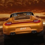2011 Gold Porsche 911 Carrera 4 Cabriolet Wallpaper Rear view
