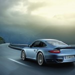 2011 Ice Blue Porsche 911 Turbo S Wallpaper Rear angle side view
