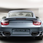 2011 Ice Blue Porsche 911 Turbo S Wallpaper Rear view