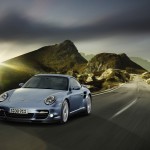 2011 Ice Blue Porsche 911 Turbo S Wallpaper Front angle view