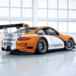 2011 Orange Porsche 911 GT3 R Hybrid Wallpaper Side rear angle view