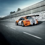 2011 Orange Porsche 911 GT3 R Hybrid Wallpaper Rear angle view