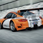 2011 Orange Porsche 911 GT3 R Hybrid Wallpaper Rear angle view