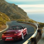 2011 Red Porsche 911 Turbo Cabriolet Wallpaper Rear angle view